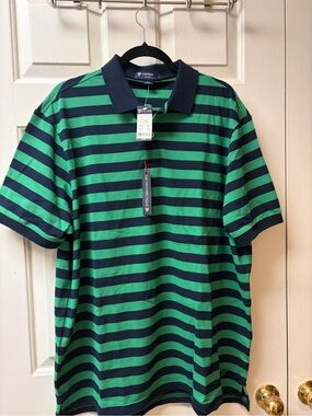 Daniel Cremieux Green & Navy Striped Polo Shirt